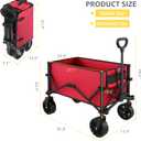 Wine Red Collapsible Wagon with Wheels, Portable Wagons Carts Foldable, Folding Wagon Cart for Groceries, Sports Garden Shopping Utility Wagon