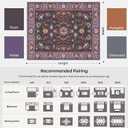 Kokia 9x12 Area Rugs Living Room Soft Washable Non-Slip Low Pile Purple Floral Medallion Stain Resistant Rugs for Bedroom, Dining Room, Kitchen, Indoor Leisure Rooms, Nova Violet Plum Pumpkin