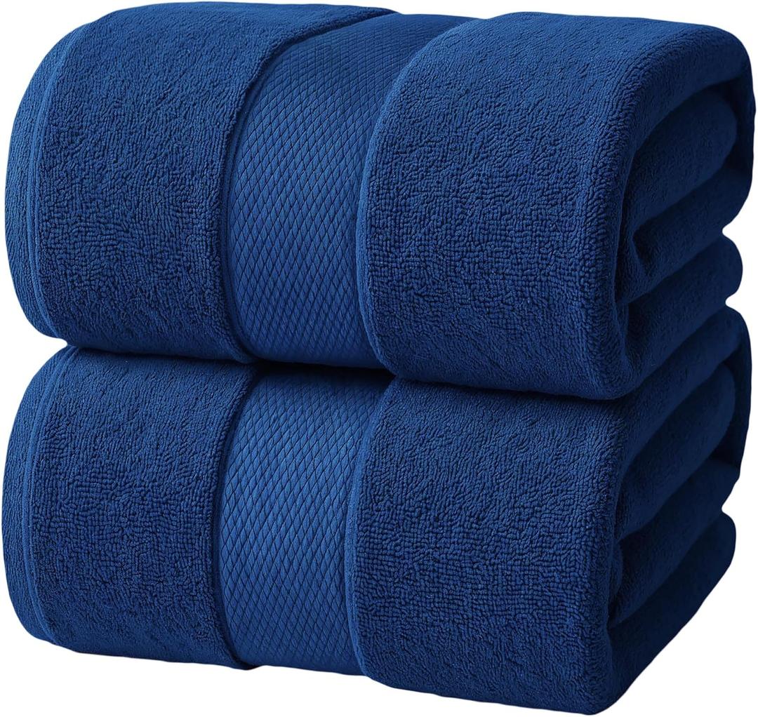 Infinitee Xclusives Luxury Bath Sheets Towels  2 Pack 600 GSM (35X70 Inches) 100% Ring Spun Cotton Large Bath Towels for Bathroom (Tranquil Navy, Bath Sheet Pack of 2)