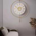 Large Luxury LED Backlit Wall Clock Pendulum Roman Numeral Metal Ring, Silent Non-Ticking Decorative Clock for Living Room Bedroom Entryway, Modern Halo Glow (Crystal Gold)