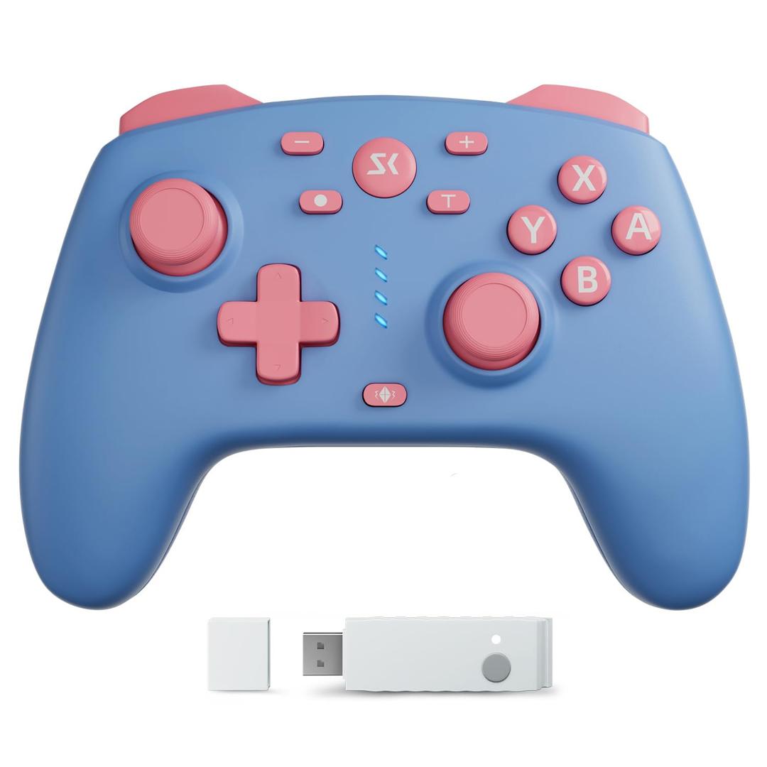 Wireless Switch Controller for Switch/Lite/OLED/Switch 2, Hall Effect Triggers & Joysticks/Wake-Up Function/Turbo, Switch 2 Controller with 2.4G Adapter/2 Macro Buttons, Switch 2 Pro Controller Blue