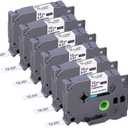 TZE-231 Compatible Label Tape Replacement for Brother TZe-231 TZ-231, Black on White, Compatible for P Touch PT-D200 PT-D210 PTH100 PT-D400, 0.47" x 26.2'(12mm x 8m), 6 Packs