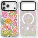 for iPhone 17 Pro Case Cute - Compatible with Magsafe - Durable Shockproof 6.6 ft Drop Impact Phone Case - Funny Passion Flower Design (6.3") Clear