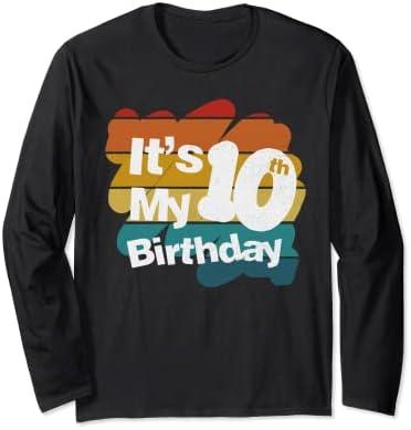 10th Birthday Shirt It's My 10th Birthday 10 Year Old Boy Long Sleeve T-Shirt S