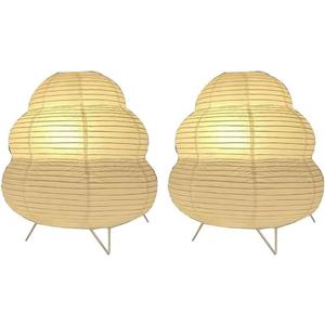 2 Pack Paper Lamp, Cute Ambient Lighting Lamp, Cozy Accent Side Table Lamp, Small Warm Glow Light for Bedroom Living Room Desk (10.24"x9.06"x9.06")