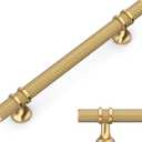 Amerdeco 10 Pack Knurled Champagne Bronze Cabinet Pulls 5 Inch Hole Center Kitchen Cabinet Handles for Drawer, Cupboard and Wardrobe (5"/128MM Hole Center)