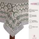 ATOSII Kari Green 100% Cotton Rectangle Boho Summer Tablecloth, Block Print Floral Table Cloth Linen for Dining, Parties, Wedding, Outdoors Home Decor 72 X 108 Inches I 8 Seater I