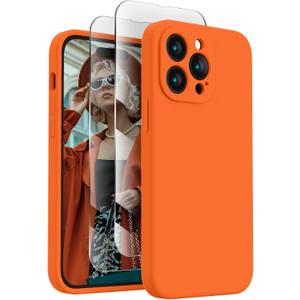 FireNova Designed for iPhone 14 Pro Max Case, Silicone Upgraded [Camera Protection] Case, Soft Anti-Scratch Microfiber Lining Inside, 6.7 inch, Neon Orange