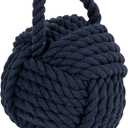 Blue Rope Knot Cotton Door Stop (6.25" Round)
