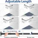 L Shaped Shower Curtain Rods, Adjustable (23''-69'' X 23''-69'') Corner Shower Rod with 12 Shower Curtain Rings, All 304 Stainless Steel, for Bathroom, Bathtub, Clothing Store, Need to Drill, Black