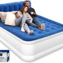 Queen Air Mattress with Headboard, Built-in Pump, 19" Raised Comfort Design, 800 lbs Max, 48-Hour Leak-Tested PVC, 3.5 Min Fast Inflation & Headboard, Durable Air Bed for Home, Guests Bed, Travel (Blue)