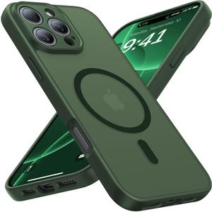 Faiono Magnetic for iPhone 16 Pro Max Case [Full Camera Protection][Military-Grade Protection][Compatible with MagSafe] Shockproof Protective Slim Phone Case for iPhone 16 Pro Max, Forest Green