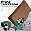TUCCH Case Wallet for Galaxy S26 Ultra 5G, Magnetic PU Leather Kickstand [RFID Blocking] 4 Card Slot Protective Flip Cover with [TPU Shockproof Interior Case] Compatible with Galaxy S26 Ultra, Brown