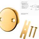 2-Hole Bathtub Overflow Cover Plate with Adapter, Brushed Nickel, Installation Hardware Included (Polished Brass)