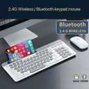 Wireless Keyboard and Mouse Combo with Phone Tablet Holder, Rechargeable Dual-Mode (Bluetooth 5.0 and 3.0 +2.4G) Multi-Device Silent Mouse for Windows, iPad, Tablet, MacOS,iOS,Android (Grey+White)