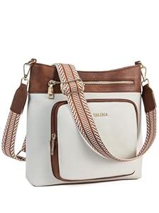 Telena Hobo Bags for Women Leather Purses Crossbody Bag Multi Pockets Large Shoulder Bags with Adjustable Strap Beige and Brown