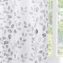 MYSKY HOME Curtains 95 inch Long for Living Room Patio Dining Room Thermal Insulated Darkening Soft Curtains Leaf Pattern Grommet Drapes for Home, 52''W x 95''L in, Grey, 2 Panels