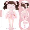 Gloveleya Baby Dolls Soft Snuggly Curly Hair Ballerina Doll First Baby Girl Gifts Plush Ballet Doll with Lace Mesh Dress Pink Ballerina Series