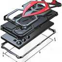 Lunivop for Samsung Galaxy S25 Ultra Case 6.9 '' Metal Hard Phone Case Cover Case para Screw with Camera Protection Heavy Duty metalicas Military Grade Black Red