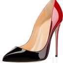 COLETER Women's Sexy Pointed Toe High Heels,4.72 inch/12cm Patent Leather Pumps,Wedding Dress Shoes,Cute Evening Stilettos (6, 12cm Red Black)
