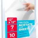 Hygloss 12" x 12" Acetate Paper - 7 Mil Clear Acetate Sheets for Crafts Projects, Cricut Stencil Sheets, Classroom Stencil Sheets, Reusable Transparent Clear Plastic Sheet (Not for Printers) 10 Pack
