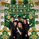 Green and Gold Graduation Decorations 2026 Set, All-in-1 Kit with Congrats Grad Banner Class of 2026 Backdrop Porch Sign Balloons Centerpieces Card Box Pom Poms Streamers for College High School