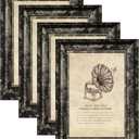 TKGYU 8x10 Picture Frame with Real Glass, 4 Pack Ornate Vintage Picture Frames for Wall or Tabletop Display, 8 x 10 Photo Frame for Wall home best gift (ps-Black silver-4pcs)