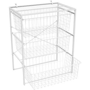 ClosetMaid Wire Basket 3 Drawer Organizer Unit with Shelf for Pantry, Closet, Clothes, Linens, Sturdy Steel, Easy Assembly, White, 14.09"D x 27.24"W x 21.64"H