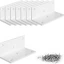 8 PCS Iron 4 Inch L Right Angle Bracket with Screws, 4" x 2" x 2" Metal Joint Bracket 90 Degree Corner Brace for Wood Bookshelf Furniture Cabinet, Thickness 3 mm Heavy Duty White Brackets