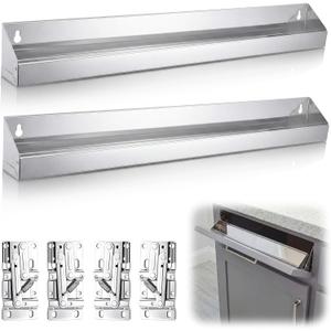 2 Set 25 Inch Stainless Steel Sink Tip-Out Tray Kit, Silver