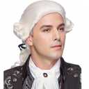 Airhostess Colonial Wig for Men - 18th Century Historical Judge Lawyer Costume Wig, Perfect for Halloween, Cosplay, and Theatrical Performances (White)