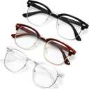 racico Blue Light Glasses for Men & Women - Mixed Material + Metal Frames with UV Protection Coating (A1 Mattle Black/Tea/Clear)