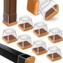 OCONDA 40 Pcs Chair Leg Floor Protectors for Hardwood Floors, Clear Rubber Furniture Sliders with Felt, Silicone Furniture Leg Caps Covers (Fit Square Diameter:1-1/16" to 1-7/16")