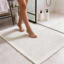 Waffle Bathroom Rugs, Non Slip Absorbent Waffle Knit Bath Mat for Shower Floor, Tub and Bathroom Door, Ultra Soft Quick Dry, Cream White, 18"x30"