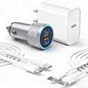 iPhone 17 16 15 Car Charger, 20W Dual Port USBC Fast Car Charger with 20W PD Type C Adapter + 2Pack 3FT USB C to C Charging Cable Fast Charging for iPhone 17/17 Pro/Air/16e/16/15 Pro Max/Airpods/iPad