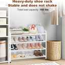 KANAV 4-Tier Expandable Shoe Rack, Heavy Duty Adjustable Metal Shoe Organizer for Closet, Entryway & Mudroom, Freestanding, Tool-Free Assembly, White