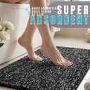 Yimobra Anti-Fatigue Non Slip Bathroom Rugs  Cushioned Dense Elastic Microfiber Bath Mat for Pressure Relief, Comfort for Tired Feet, Soft Absorbent Machine Washable, 36" x 24", Black and White