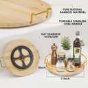 11" Lazy Susan Turntable Organizer for Table Top, Round Bamboo Lazy Susan Turntable for Cabinet with Handle, Home Kitchen, Pantry, Dining, Bathroom Vanity, Spice Organization, Wooden Decor