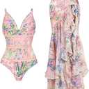IBAKOM One Piece Swimsuit for Women with Matching Swim Long Skirt Sexy Push Up Bathing Suits Two Pieces Bikini Set, S