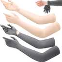 Yahenda 2 Pairs Women UV Long Sun Protection Gloves Touchscreen Arm Sun Driving Gloves UPF 50+ for Outdoor Sports Cycling