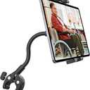 GDZN Wheelchair & Electric Wheelchairs Tablet Holder for Wheelchairs Pole 0.5"–2.1" in Diameter, 360° Adjustable iPad Clamp Fits 4.7"–15.6" Tablets, Gooseneck Aluminum Arm, Foldable Design, Anti-Slip