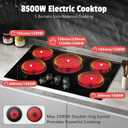 30 Inch Electric Cooktop Karienvir, 5 Burner Cooktop 8500W Built-in Electric Stove Top, Anti-slip Knob & Touch Control, Dual-Ring Burner, 30" Safety Lock, Timer, 220V Hardwired