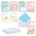 Paper Junkie 48 Pack Rainbow Cards with Envelopes for Thank You, Baby Shower, Birthday, and Kid Stationery Set (Pastel, 4x6 In Thank You Cards With Envelopes)
