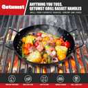 Qetumst Small Non-Stick 3 Piece Grill Basket Set BBQ Grilling Basket for Vegetables, Seafood & Meat Heavy Duty Perforated Grill Pan for Charcoal, Gas and Outdoor Grills, Easy to Clean Grilling Accessories