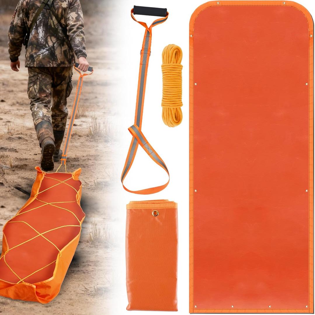 CHERAINTI Deer Drag Sled, Heavy Duty Tear Resistant Hunting Sled with Deer Drag Harness and Rope, Portable Hunting Accessories for Game Dragging, Hauling Elk, Turkey, Duck, and Ice Fishing Gear