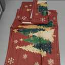 Artoid Mode Xmas Trees Snowflakes Winter Placemats Set of 8, 12x18 Inch Seasonal Red Christmas Table Mats for Party Kitchen Dining Decoration