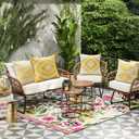 OTOSTAR Outdoor Waterproof Throw Pillow Covers 16x16 Inch Set of 4 Boho Farmhouse Outdoor Cushion Covers for Patio Funiture GardenGeometry80-Yellow