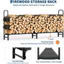 8Ft Firewood Rack Stand, Outdoor Indoor Firewood Rack Holder for Fireplace Wood Storage, Heavy Duty Fire Logs Stand Stacker Holder with Fabric Mesh, Metal Wood Pile Storage Stacker Organizer