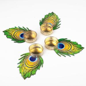 Handcrafted T Light Holder Set of 4 Tealight Candle Stand T-Light Holder Decorative Lighting for Festival Dcor Decoration and Gifting(Multicolour Set of 4)