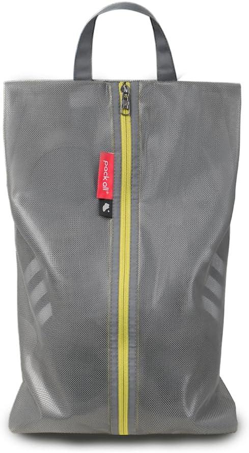pack all Plus-Sized Shoe Bag for Travel, Water-Resistant Shoe Pouch for Gym, Odor-Resistant Soccer Cleats Bag for Sport (Grey, 1-Pack)